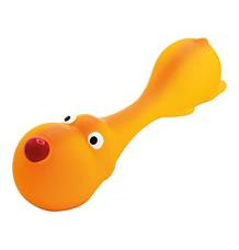 Psík ležící - tvar činky, se zvukem, latex, oranžová, HipHop 22 cm