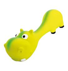 Hrošík ležící - tvar činky, se zvukem,  latex, zelená, HipHop 22 cm