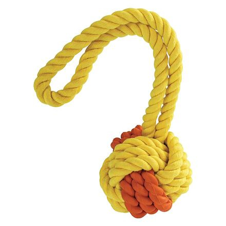 HipHop Dog Kombinovaný Monty míč přírodní guma a bavlna s poutkem 6,5/24cm HipHop