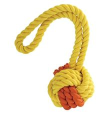 Kombinovaný Monty míč přírodní guma a bavlna s poutkem HipHop ø 8,5 cm/ 29 cm, oranžovo/modrá