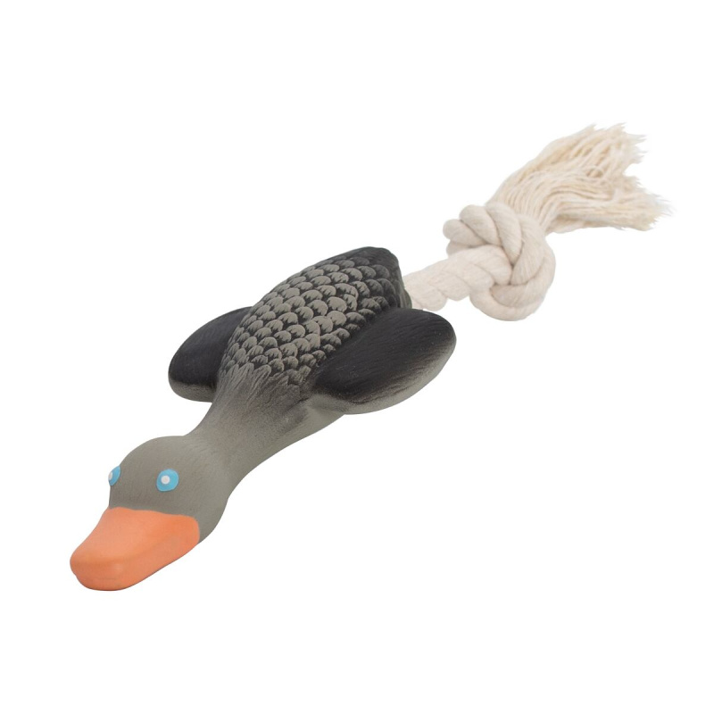 Divoká husa MINI s bavlněným lanem, se zvukem, šedá,růžová, HipHop 22 cm