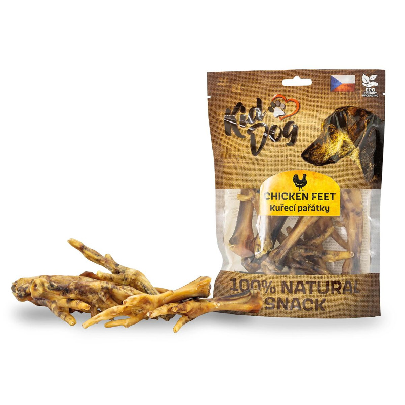 KIDDOG 100% Natural Snack, kuřecí pařátky "L",  250 g (23-24 ks) "L", 250 g