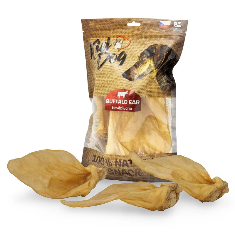 KIDDOG 100% Natural Snack, hovězí ucho přírodní  5 ks / 250 g