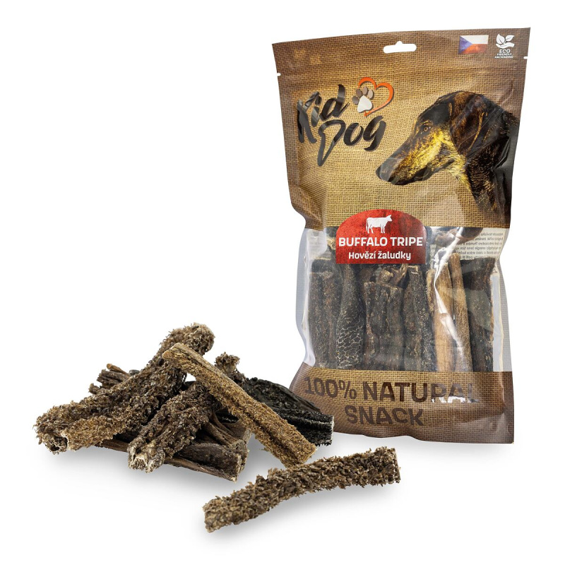 KIDDOG 100% Natural Snack, hovězí žaludek (dršťky) 12 cm 400g