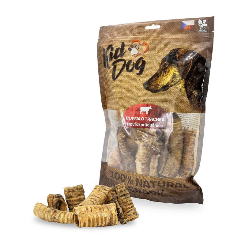 KIDDOG 100% Natural Snack, hovězí trachea 4-8 cm 300g