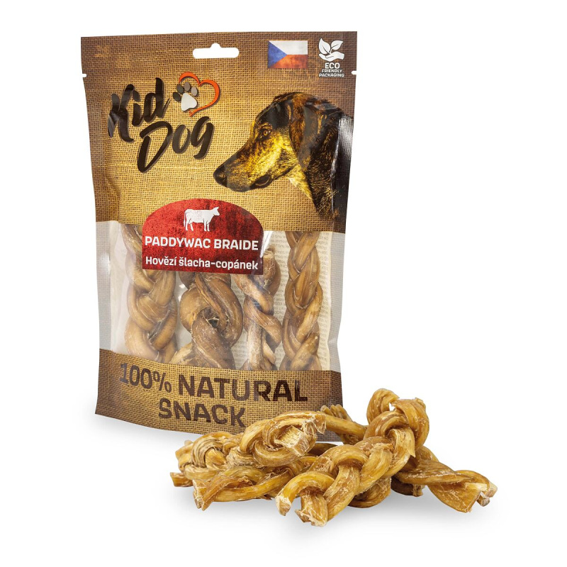 KIDDOG 100% Natural Snack hovězí šlacha copánek 12 cm 200g