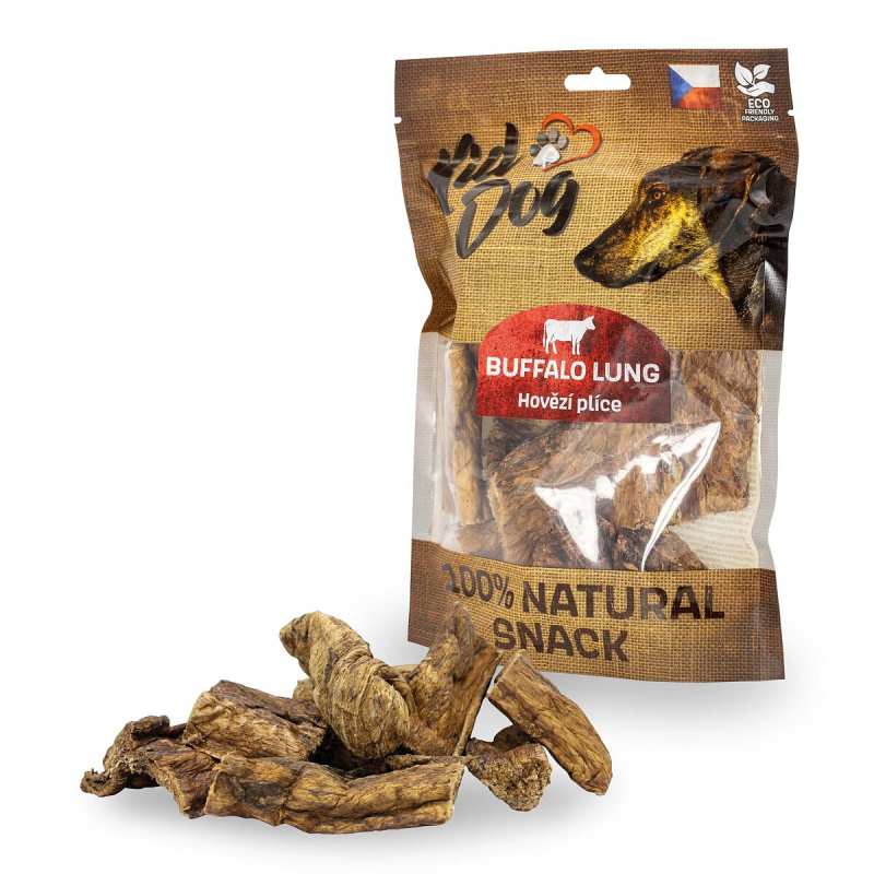 KIDDOG 100% Natural Snack, hovězí plíce 4-8 cm 80g