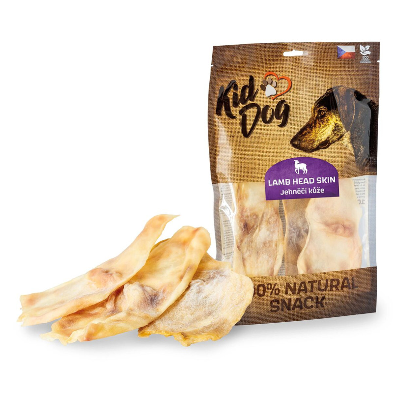 KIDDOG 100% Natural Snack, jehněčí kůže z hlavy 150g