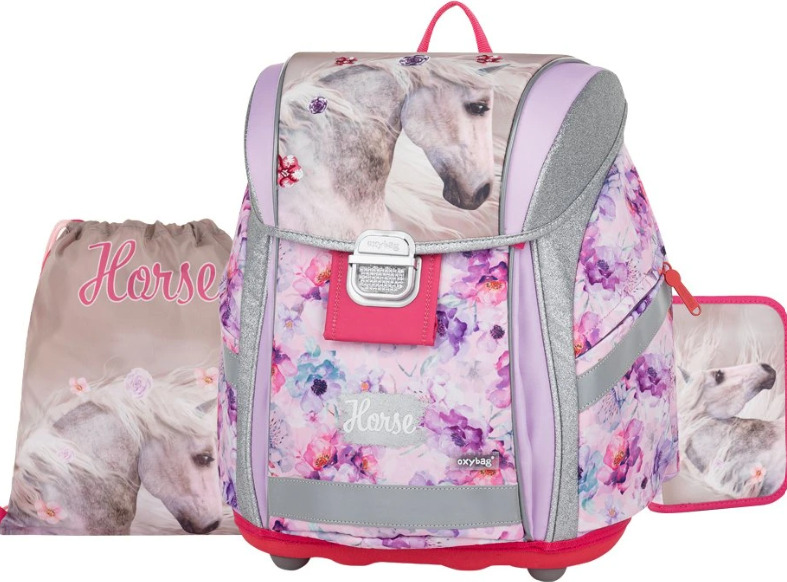 OXYBAG Školní set 3ks Premium Light Kůň Romantic