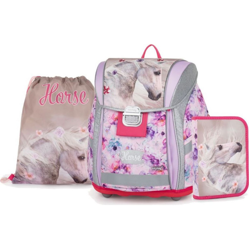 OXYBAG Školní set 3ks Premium Light Kůň Romantic