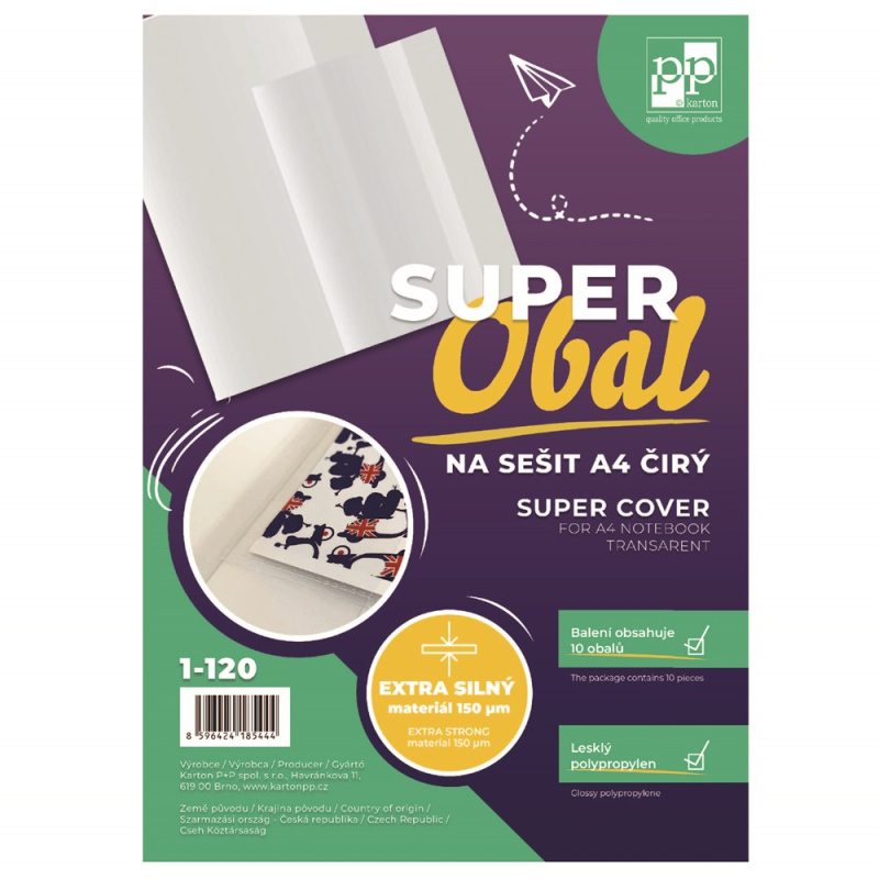 SUPEROBAL na sešit A4 čirý balení 10ks