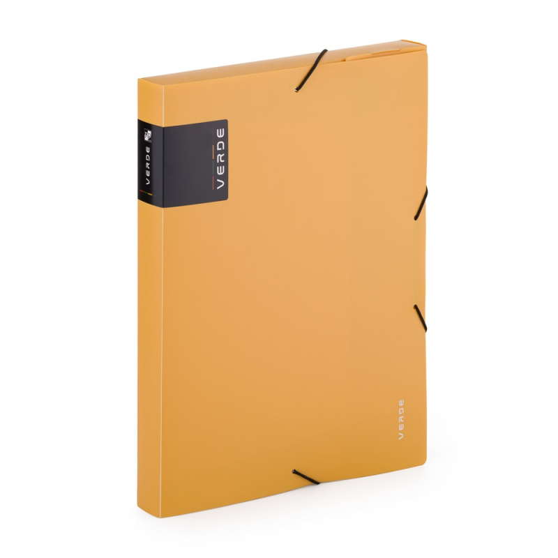 Krabice PP s gumou A4 VERDE hořčice KARTONPP