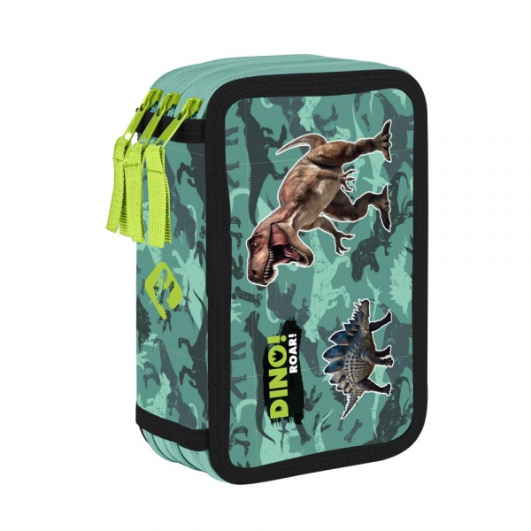 Školní penál Dinosaurus s třemi přihrádkami