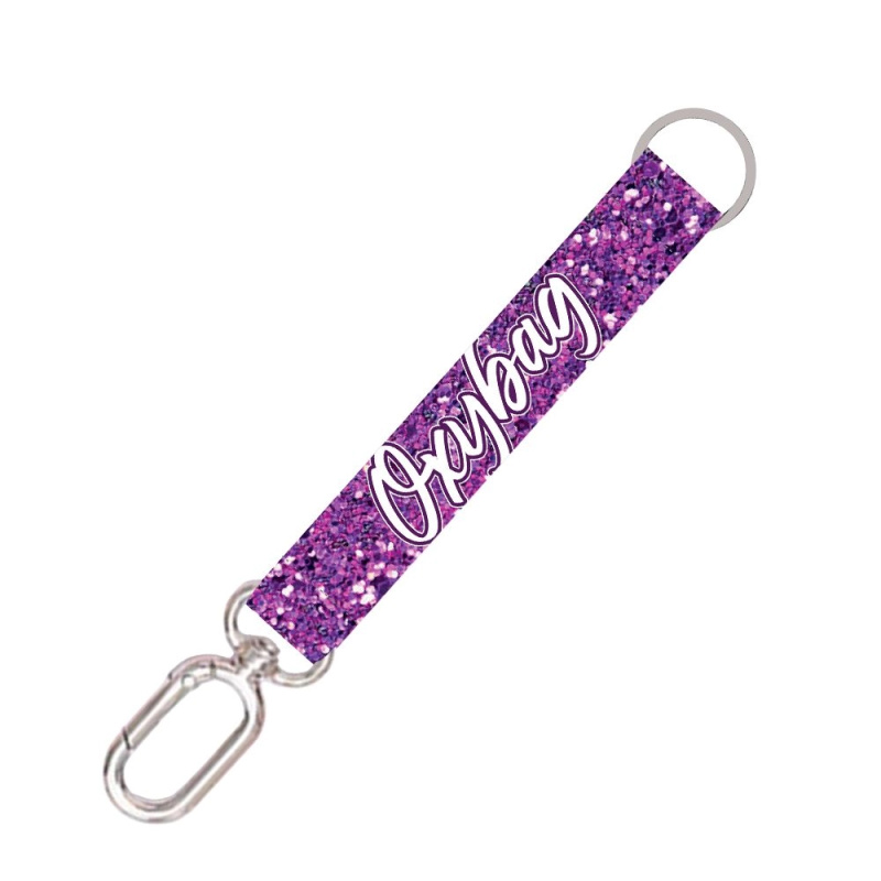 Krátká klíčenka s karabinkou Purple glitter KARTONPP