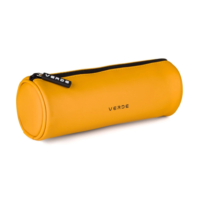 Pouzdro etue PU kulatá VERDE hořčice KARTONPP