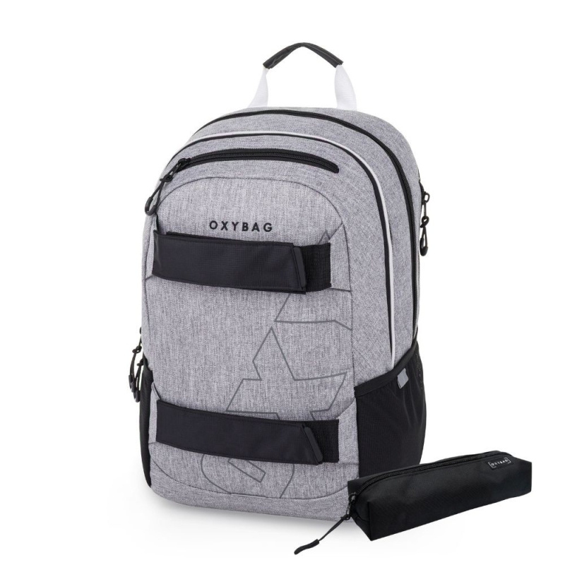 Studentský batoh + etue OXY Sport Grey Melange KARTONPP