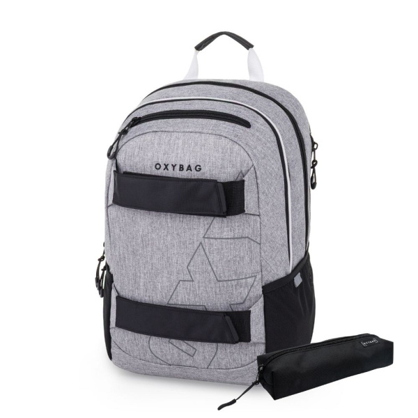 Studentský batoh + etue OXY Sport Grey Melange KARTONPP