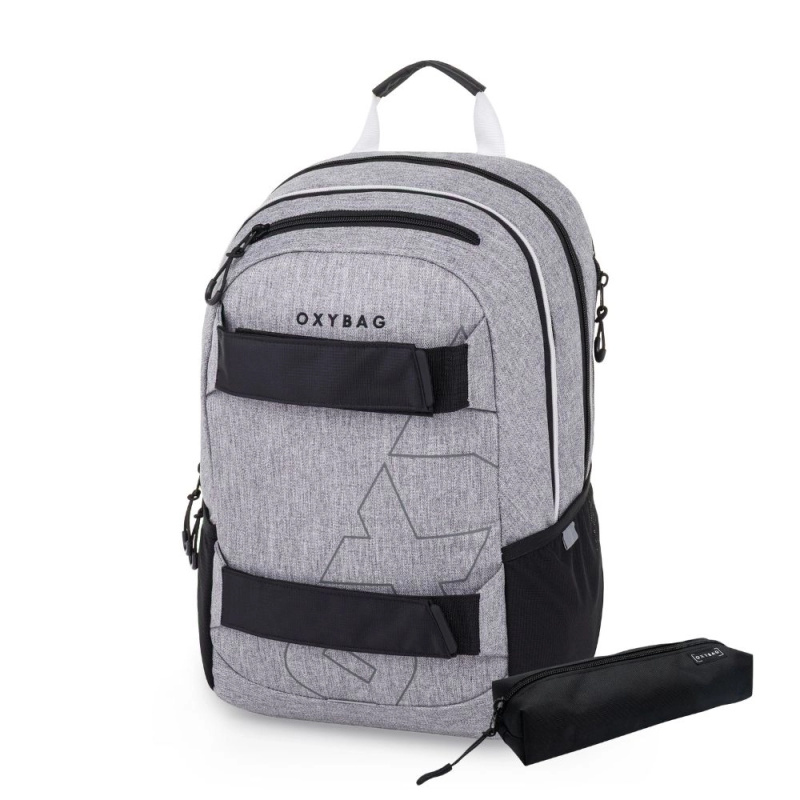 Studentský batoh + etue OXY Sport Grey Melange KARTONPP
