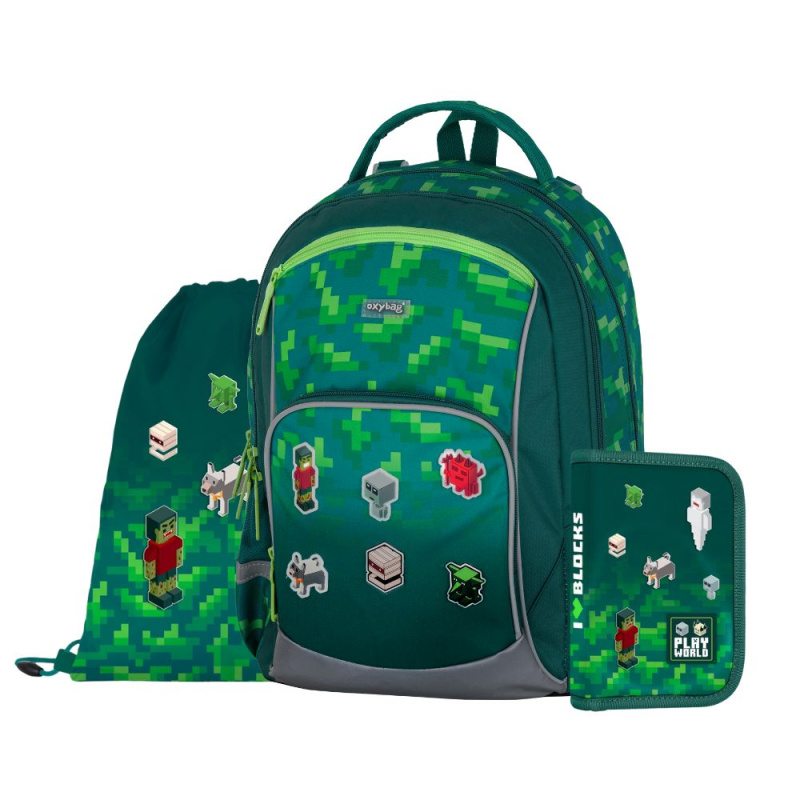 Školní set OXYBAG OXY GO Playworld – batoh, penál a pytlík na cvičky