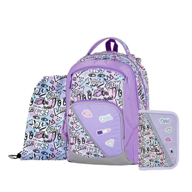 Oxybag OXY GO - školní set Funny Girl 3 ks: batoh, penál, sáček