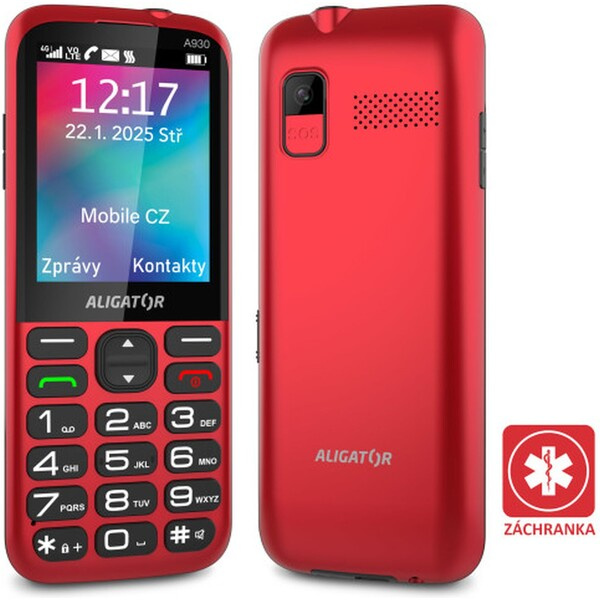 Aligator A930 GPS Senior Red Červená