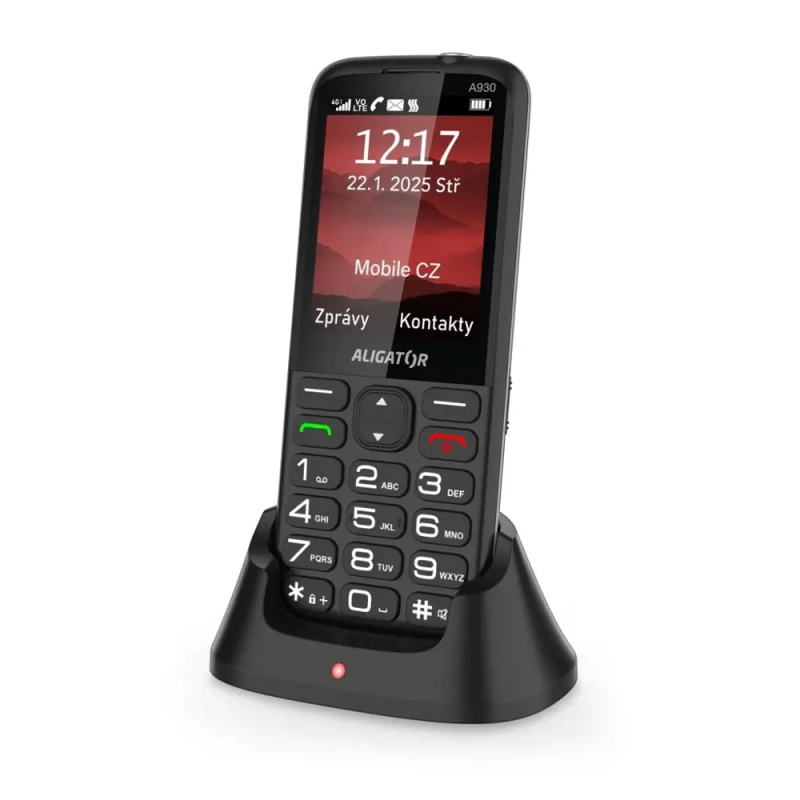 Aligator A930 GPS Senior Black Černá