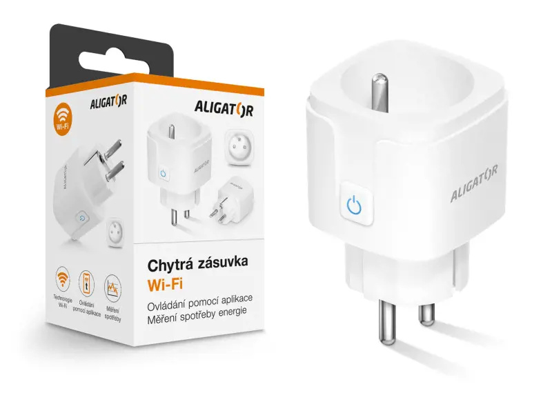 ALIGATOR chytrá Wi-Fi zásuvka s měřením spotřeby  Bílá