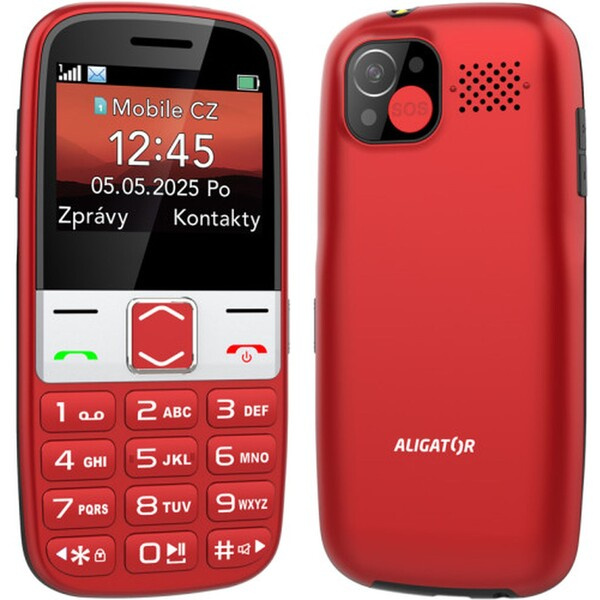 ALIGATOR A775 Senior + stolní nabíječka červený Červená