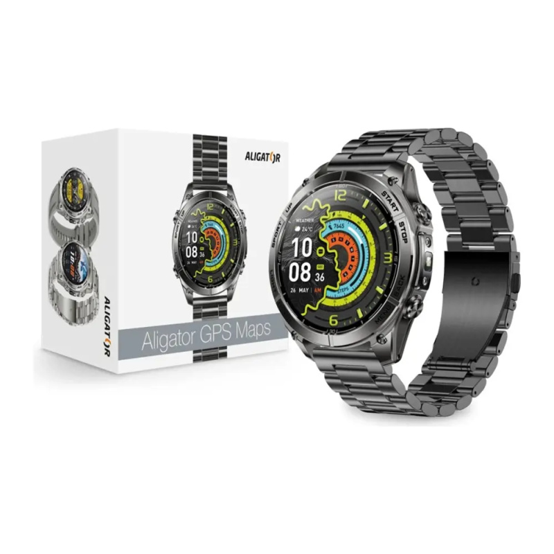 Chytré hodinky ALIGATOR Watch GPS Maps, černé