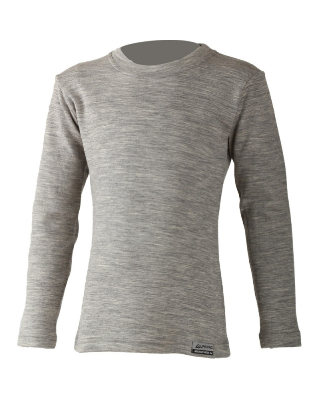 Dětská merino mikina LASTING Stony šedá Velikost: 140