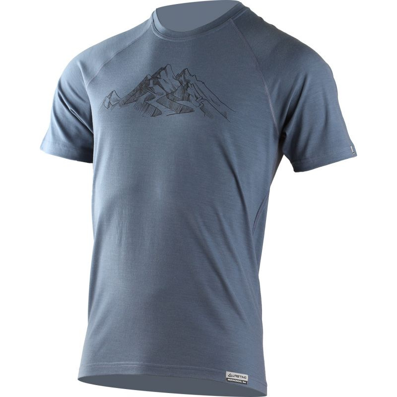 Pánské merino triko LASTING Hill modré Velikost: S