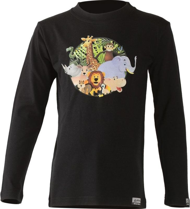 Dětské merino triko LASTING Ali černé Velikost: 100