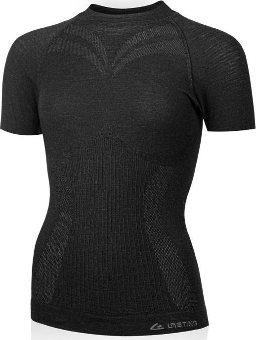 Dámské merino triko LASTING Malba černé Velikost: L/XL