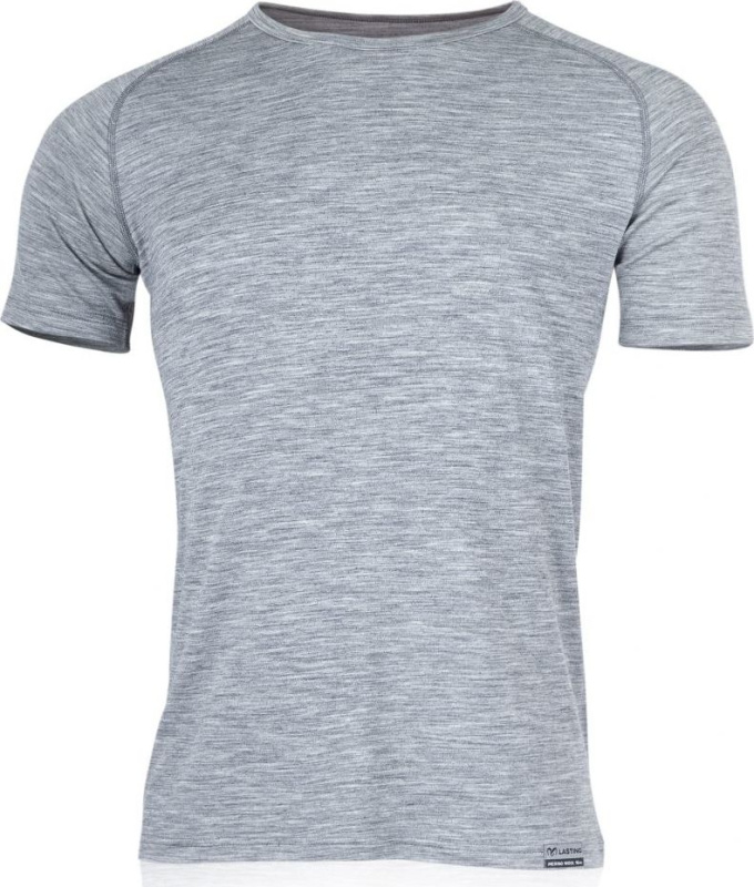 Pánské merino triko LASTING Trigon šedé Velikost: L