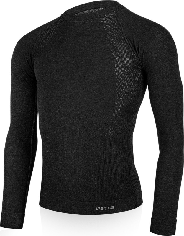 Pánské merino triko LASTING Mapol černé Velikost: XS