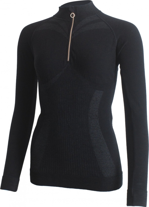 Dámské merino triko LASTING Mazala černé Velikost: L/XL