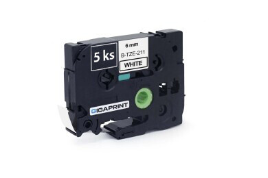 Kompatibilní 5 ks pásek pro BROTHER TZe-211 6mm černý tisk/bílý podklad, laminovaná sada Gigaprint – Cetria s.r.o.