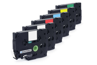 Kompatibilní 6ks pásek Brother TZe-131, 231, 431, 531, 631, 731 12mm, laminovaná sada Gigaprint – Cetria s.r.o.