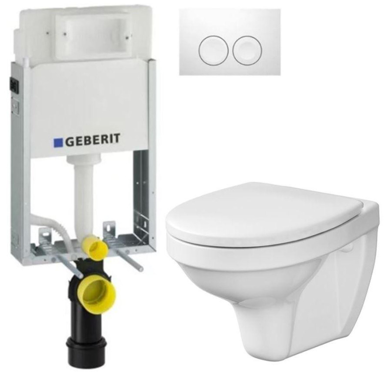GEBERIT KOMBIFIXBasic vč. bílého tlačítka DELTA 21 + WC CERSANIT DELFI + SEDÁTKO 110.100.00.1 21BI DE1