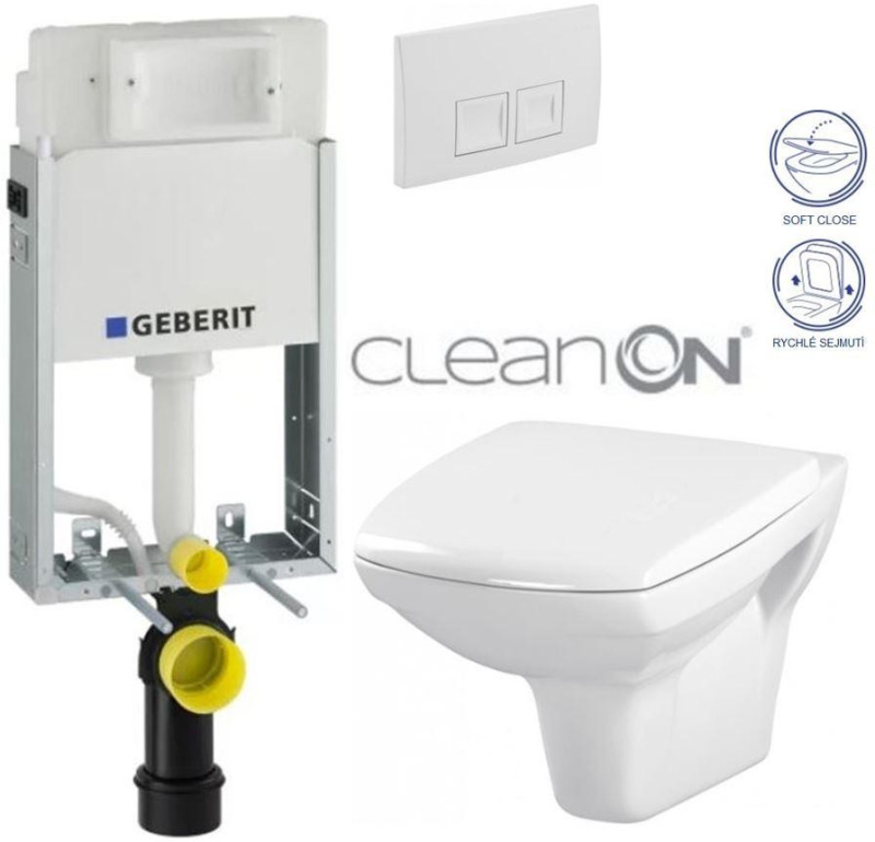 GEBERIT KOMBIFIXBasic vč. bílého tlačítka DELTA 50 + WC CERSANIT CLEANON CARINA + SEDÁTKO 110.100.00.1 50BI CA2