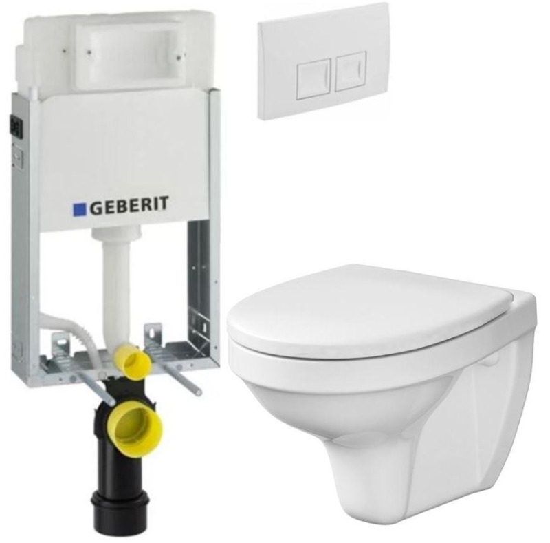 GEBERIT KOMBIFIXBasic vč. bílého tlačítka DELTA 50 + WC CERSANIT DELFI + SEDÁTKO 110.100.00.1 50BI DE1