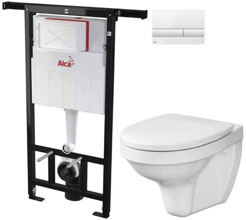 Předstěnový instalační systém s bílým tlačítkem M1710 + WC CERSANIT DELFI + SEDÁTKO AM102/1120 M1710 DE1