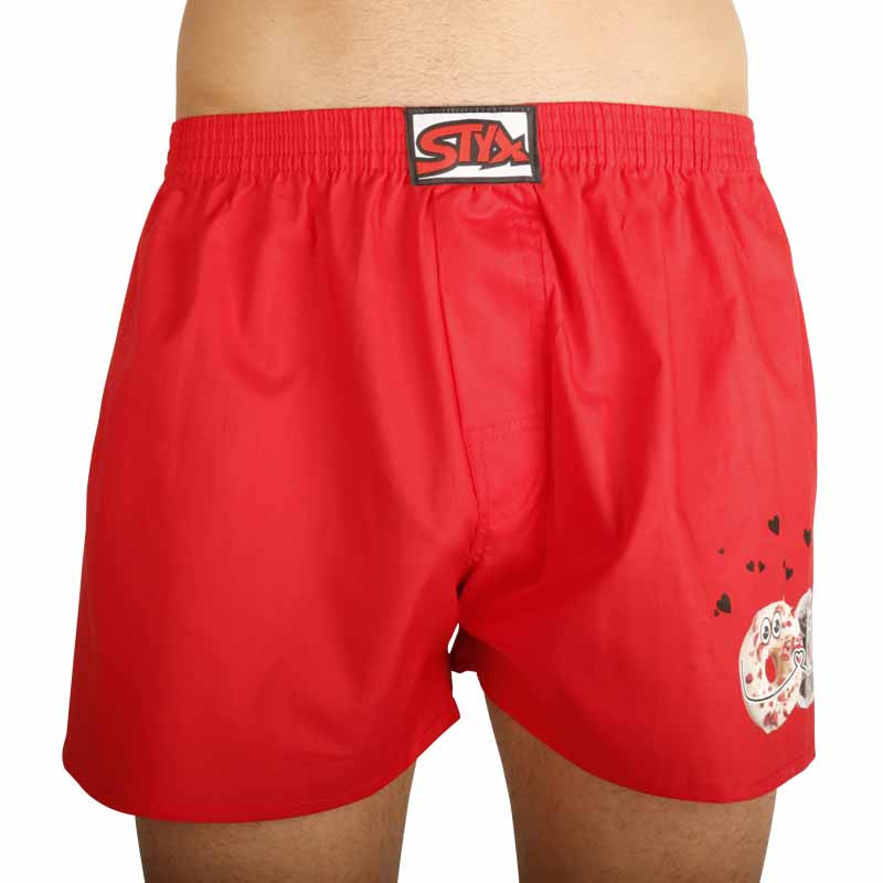 Pánské trenky Styx art klasická guma donuty červené S, trenýrky