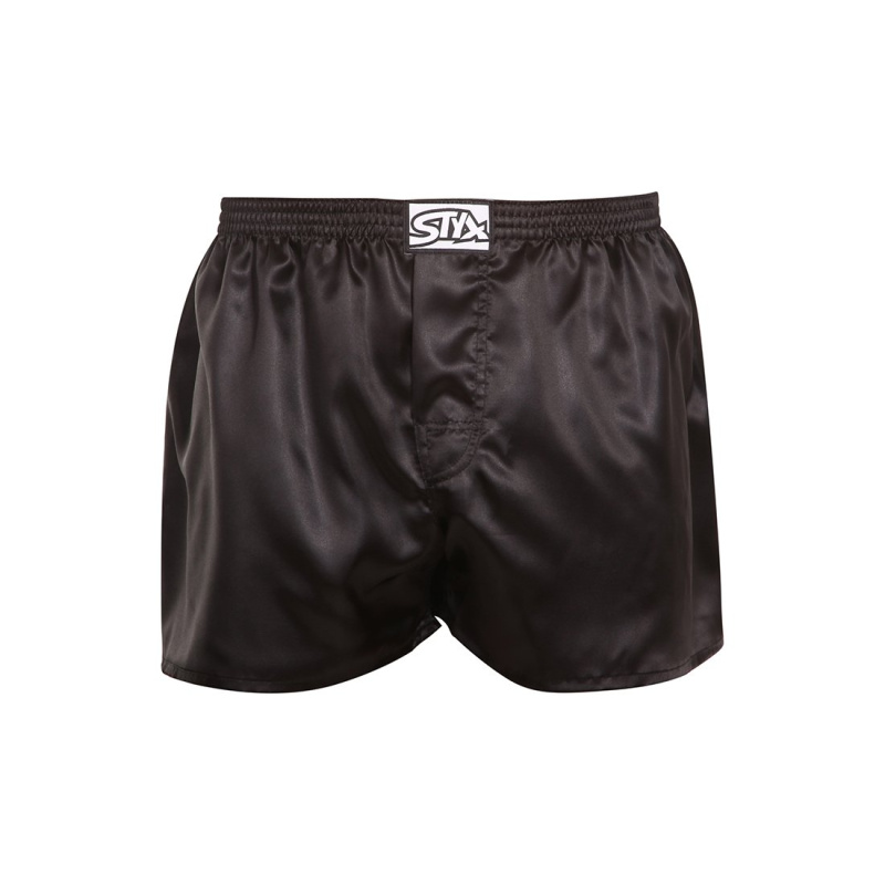 Pánské trenky Styx klasická guma saténové černé (C960) XL, trenýrky