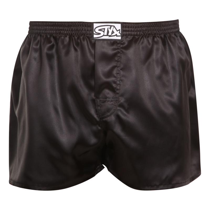 Pánské trenky Styx klasická guma saténové černé (C960) XL, trenýrky