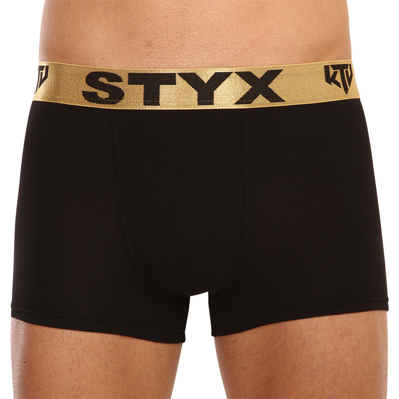 Pánské boxerky Styx / KTV sportovní guma černé - zlatá guma (GTZ960) XXL, trenky / trenýrky