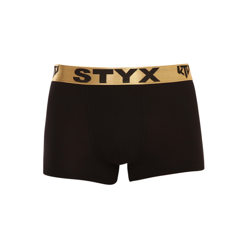 Pánské boxerky Styx / KTV sportovní guma černé - zlatá guma (GTZ960) L, trenky / trenýrky