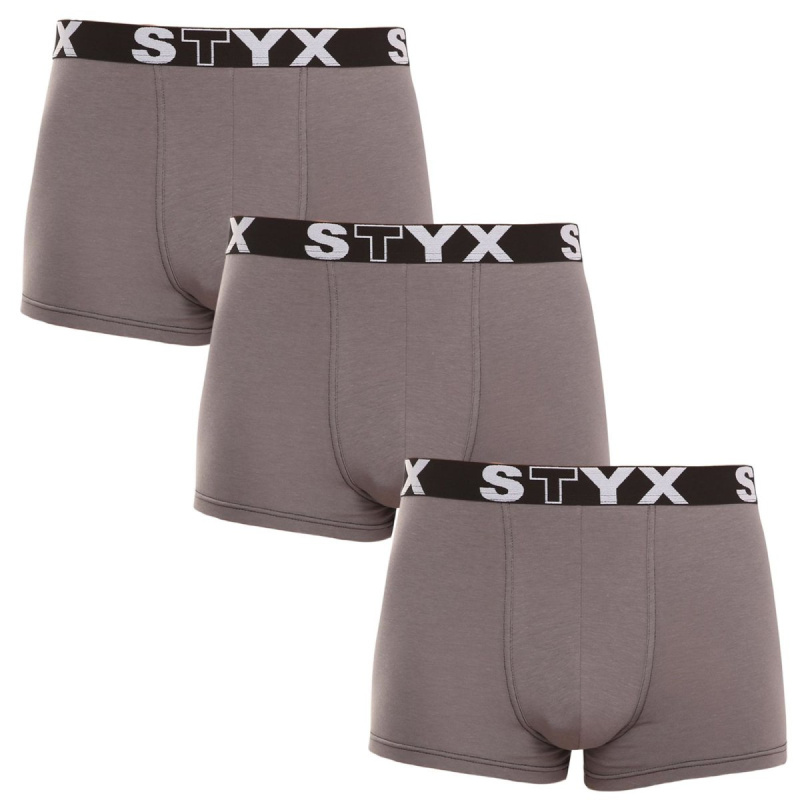 3PACK pánské boxerky Styx sportovní guma nadrozměr tmavě šedé (R10636363) 3XL, trenky / trenýrky