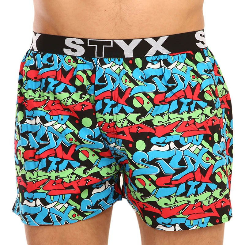 Pánské trenky Styx art sportovní guma graffiti (B1255) M, trenýrky