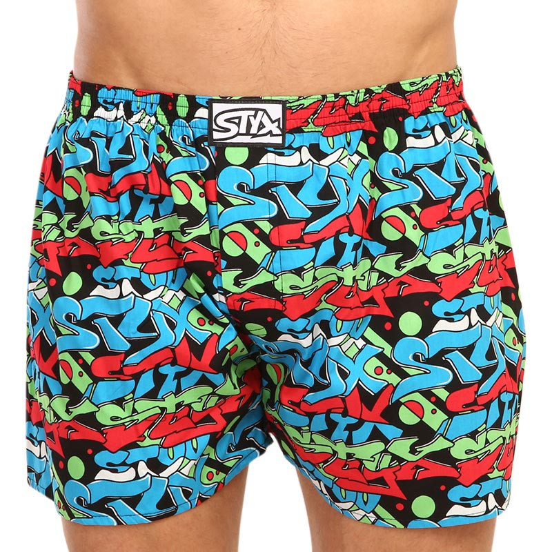 Pánské trenky Styx art klasická guma graffiti (A1255) M, trenýrky